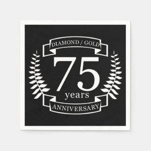 Servilleta De Papel 75.º Boda ANIVERSARIO DIAMOND GOLD