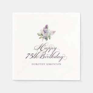 Servilleta De Papel 75.º cumpleaños Cocktail de flor morada de la prim
