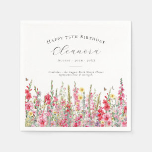 Servilleta De Papel 75 Agosto Cumpleaños Personalizado de Flor de Naci