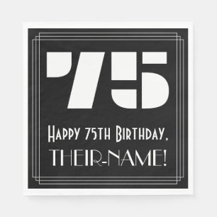 Servilleta De Papel 75 cumpleaños: Aspecto inspirado en Art Deco "75" 