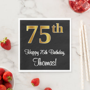 Servilleta De Papel 75 cumpleaños ~ Elegante lujoso Faux Gold Look #