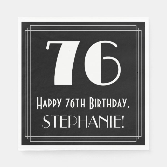 Servilleta De Papel 76º cumpleaños ~ Art Deco Inspirado Aspecto "76",  (Anverso)