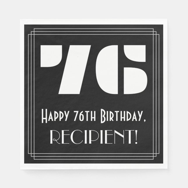Servilleta De Papel 76º cumpleaños: Aspecto inspirado en el Art Deco " (Anverso)
