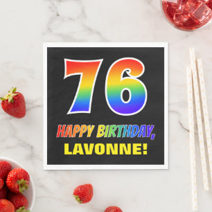 Servilleta De Papel 76º cumpleaños: audaz, divertido, simple, arcoiris