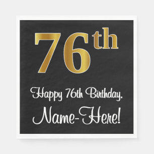 Servilleta De Papel 76 Aniversario ~ Elegante Lujoso Faux Gold Look #