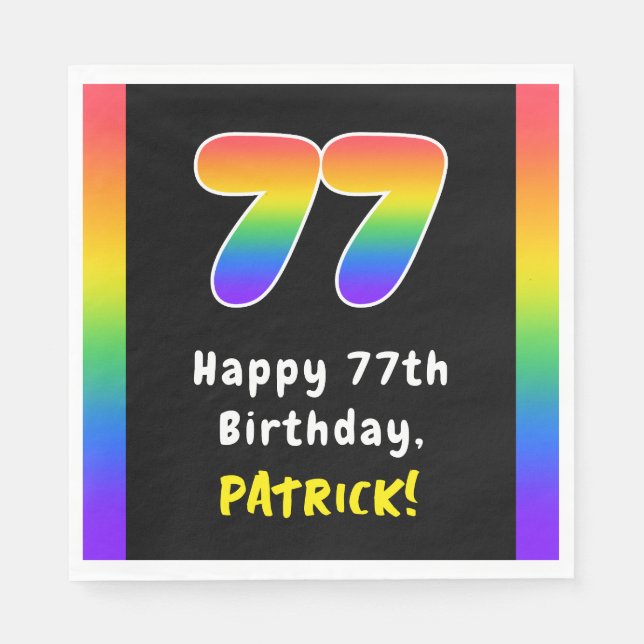 Servilleta De Papel 77º cumpleaños: Espectro arcoiris # 77, nombre per (Anverso)
