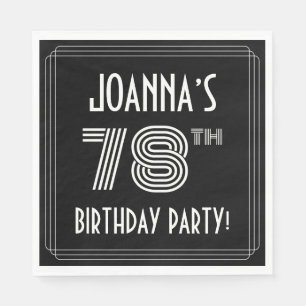 Servilleta De Papel 78ª Fiesta de Cumpleaños: Estilo Art Deco + Nombre