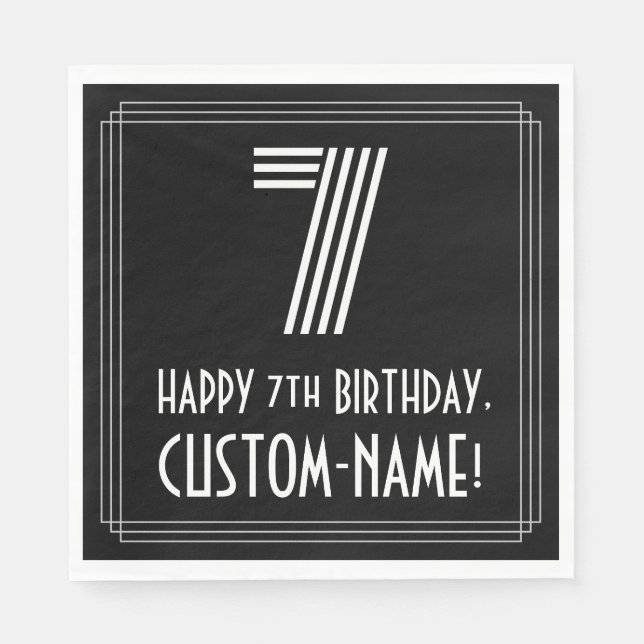 Servilleta De Papel 7.º Cumpleaños: Aspecto inspirado en el Art Decó " (Anverso)
