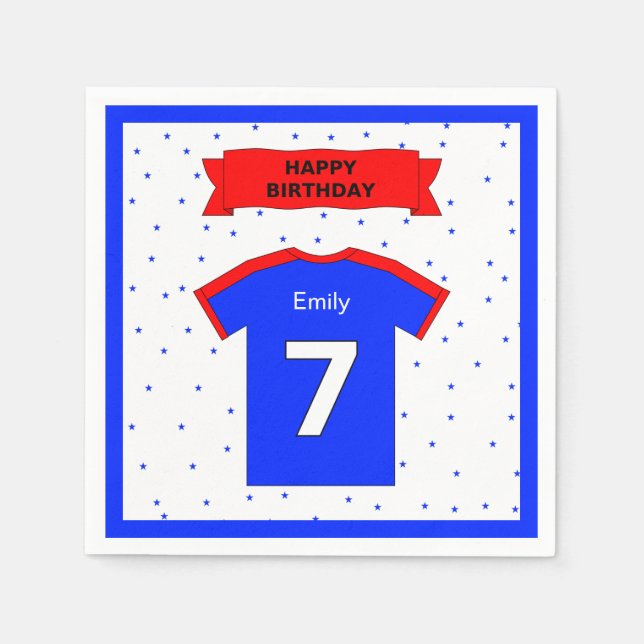 Servilleta De Papel 7.º nombre personalizado de la fiesta de cumpleaño (Anverso)