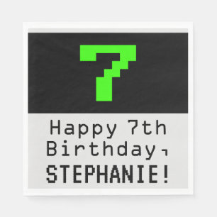 Servilleta De Papel 7 cumpleaños - Nerdy / Geeky Style "7" y nombre