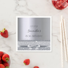 Servilleta De Papel 80.ª fiesta de cumpleaños elegante arco de plata