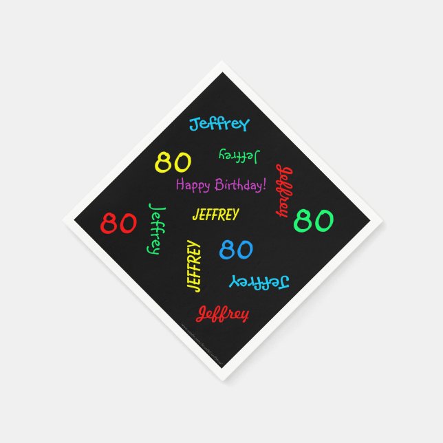 Servilleta De Papel 80.ª Fiesta de Cumpleaños Repitiendo nombres Papel (Borde)