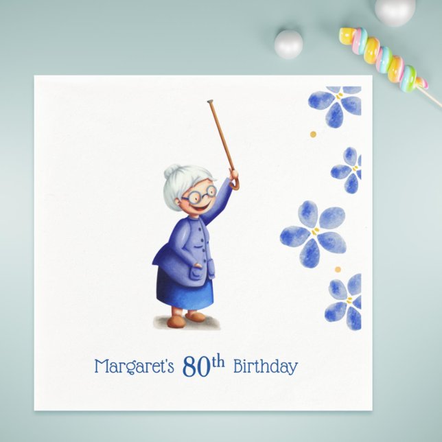 Servilleta De Papel 80.ª Nacida Madre Floral (80th Birthday Watercolor Floral Grandmother Napkins)