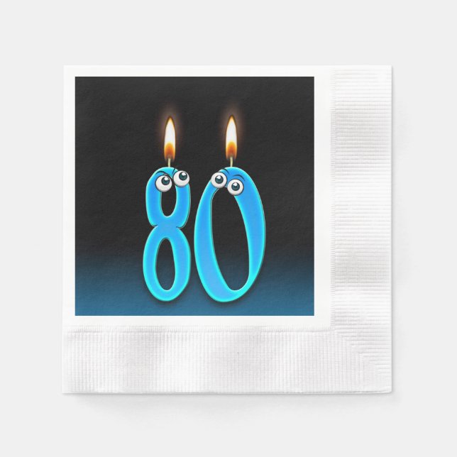 Servilleta De Papel 80.ª vela de cumpleaños con ojos (Anverso)