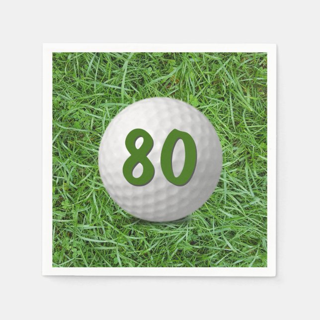 Servilleta De Papel 80.º Ball de golf de cumpleaños en la hierba (Anverso)