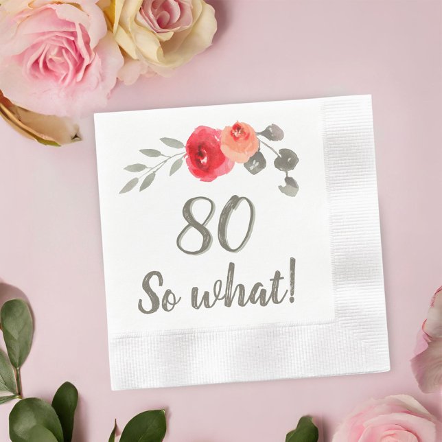 Servilleta De Papel 80.º cumpleaños gracioso diciendo acuarela floral (Subido por el creador)