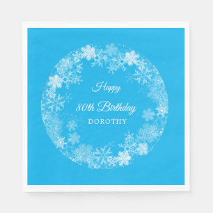 Servilleta De Papel 80.º cumpleaños invierno Maravilla de nieve azul