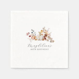 Servilleta De Papel 80.º cumpleaños Personalizado de las Flores de Cal