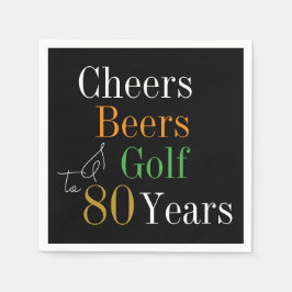 Servilleta De Papel 80.º Fiesta de golf de Birthday Cheers Beers