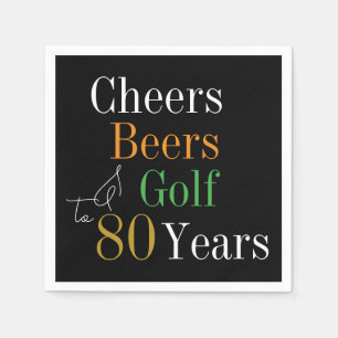 Servilleta De Papel 80.º Fiesta de golf de Birthday Cheers Beers