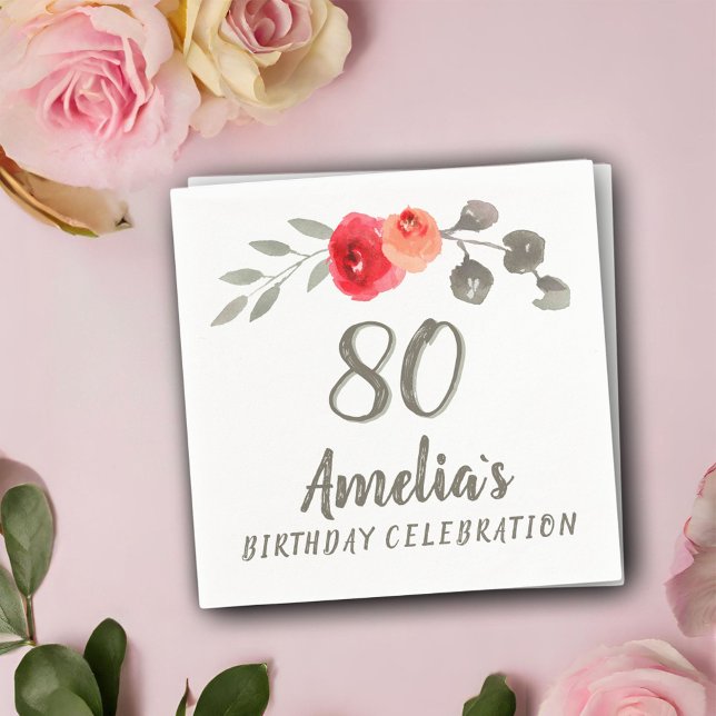 Servilleta De Papel 80.º Rosa de acuarela Fiesta floral (Subido por el creador)