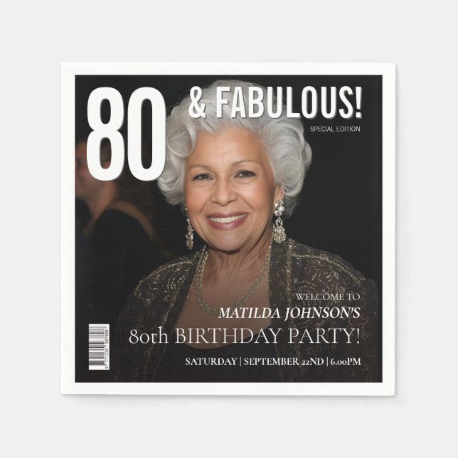 Servilleta De Papel 80 Fabulous Magazine Cover 80th Birthday  (Anverso)