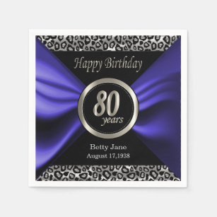 Servilleta De Papel 80.o Leopardo del cumpleaños el   - púrpura azul -