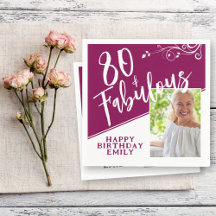 80 y fabulosa foto manuscrita Magenta cumpleaños 8
