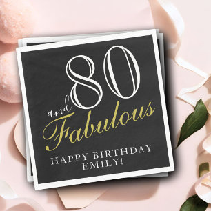 Servilleta De Papel 80 y Fabuloso Elegante Script 80 cumpleaños
