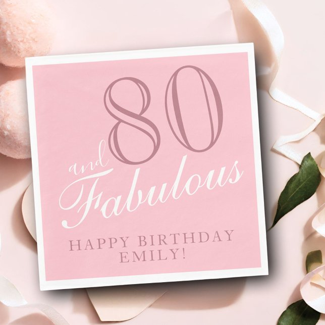 Servilleta De Papel 80 y Fabuloso Elegante Script 80 cumpleaños (Subido por el creador)