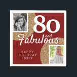 Servilleta De Papel 80 y Fabulous Gold Purpurina 2 Photo 80th Birthday<br><div class="desc">80 y Fabulous Gold Purpurina 2 Nápoles de la fiesta de cumpleaños número 80. Añade tus fotos - puedes usar una foto antigua y nueva. Añade tu nombre y edad.</div>