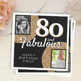 Servilleta De Papel 80 y Fabulous Gold Purpurina 2 Photo 80th Birthday