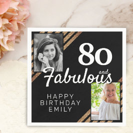 Servilleta De Papel 80 y Fabulous Gold Purpurina 2 Photo 80th Birthday