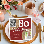 Servilleta De Papel 80 y Fabulous Gold Purpurina 2 Photo 80th Birthday<br><div class="desc">80 y Fabulous Gold Purpurina 2 Nápoles de la fiesta de cumpleaños número 80. Añade tus fotos - puedes usar una foto antigua y nueva. Añade tu nombre y edad.</div>