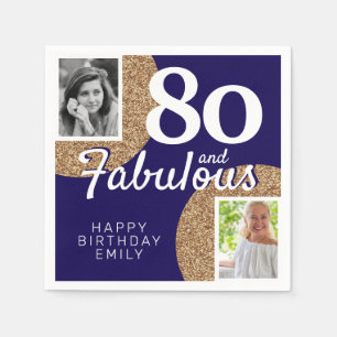 Servilleta De Papel 80 y Fabulous Gold Purpurina 2 Photo 80th Birthday