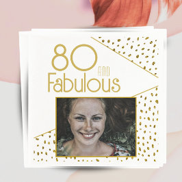 Servilleta De Papel 80 y Fabulous Gold Purpurina Photo 80th Birthday