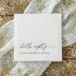 Servilleta De Papel 80th Birthday Party Hello 80 Modern Milestone