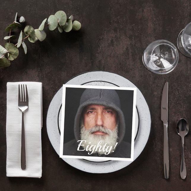Servilleta De Papel 80th birthday photo eighty guys script men (Subido por el creador)