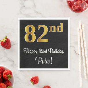 Servilleta De Papel 82.º cumpleaños ~ Elegante lujoso Faux Gold Look #