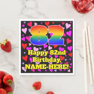 Servilleta De Papel 82.º cumpleaños: Patrón de corazón amoroso, ar