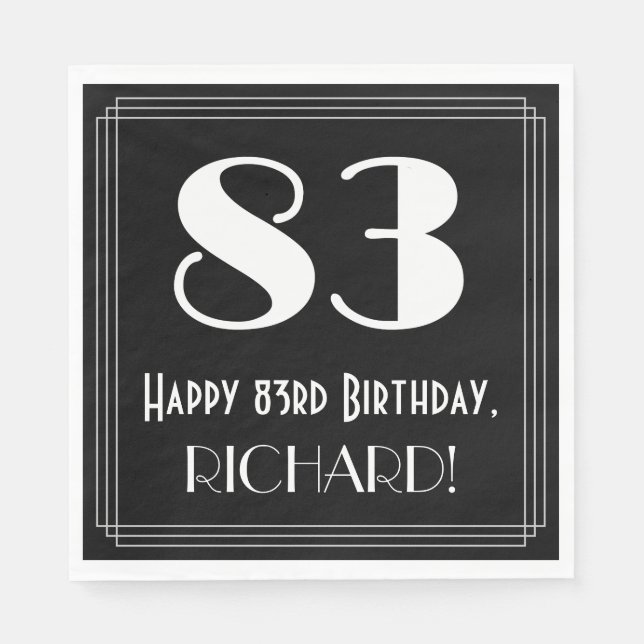 Servilleta De Papel 83 cumpleaños ~ Art Deco Inspirado Aspecto "83", n (Anverso)