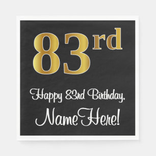 Servilleta De Papel 83 cumpleaños ~ Elegante lujoso Faux Gold Look #