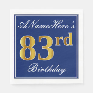 Servilleta De Papel 83.o cumpleaños elegante del oro azul, falso;