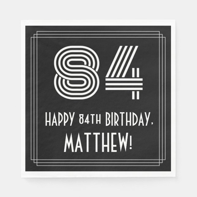 Servilleta De Papel 84º cumpleaños: Aspecto inspirado en el Art Deco " (Anverso)