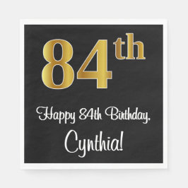 Servilleta De Papel 84 Aniversario ~ Elegante Lujoso Faux Gold Look #