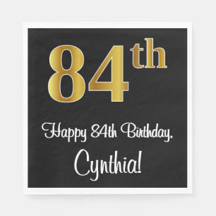 Servilleta De Papel 84 Aniversario ~ Elegante Lujoso Faux Gold Look #