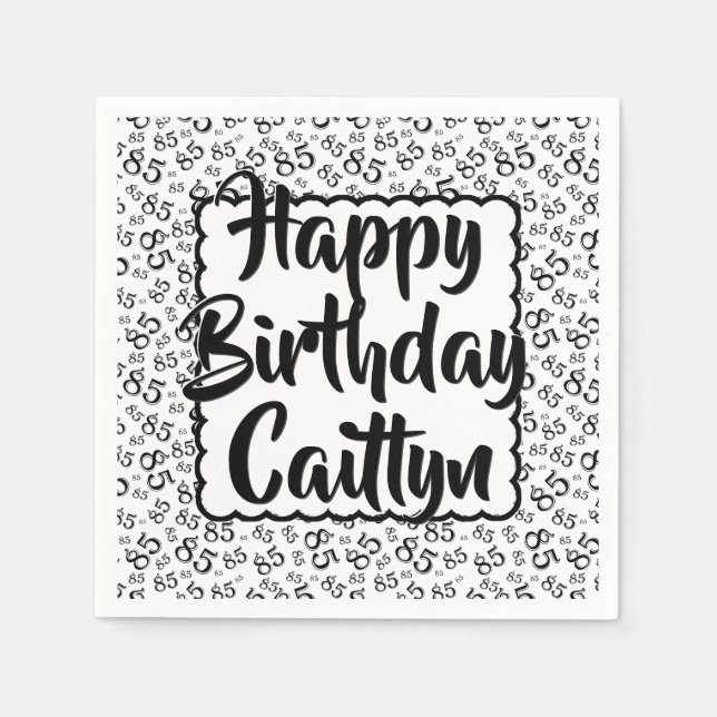 Servilleta De Papel 85º cumpleaños Patrón de número aleatorio de vieir (Anverso)