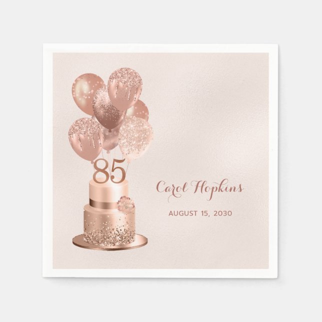 Servilleta De Papel 85.º Pastel de Oro Rosa (Anverso)
