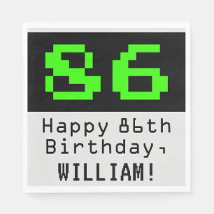 Servilleta De Papel 86º cumpleaños - Nerdy / Geeky Style "86" y nombre