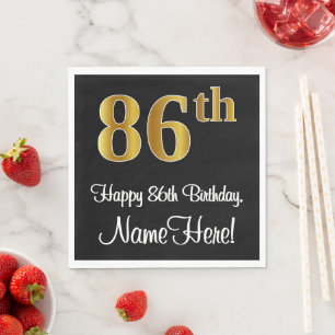 Servilleta De Papel 86 cumpleaños ~ Elegante lujoso Faux Gold Look #